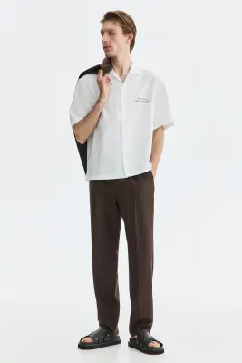 Chemise imprimée Relaxed Fit avec col cubain - Blanc/Palm Desert — photo 2