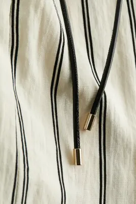 Robe portefeuille avec ceinture à nouer - Crème/rayures noires