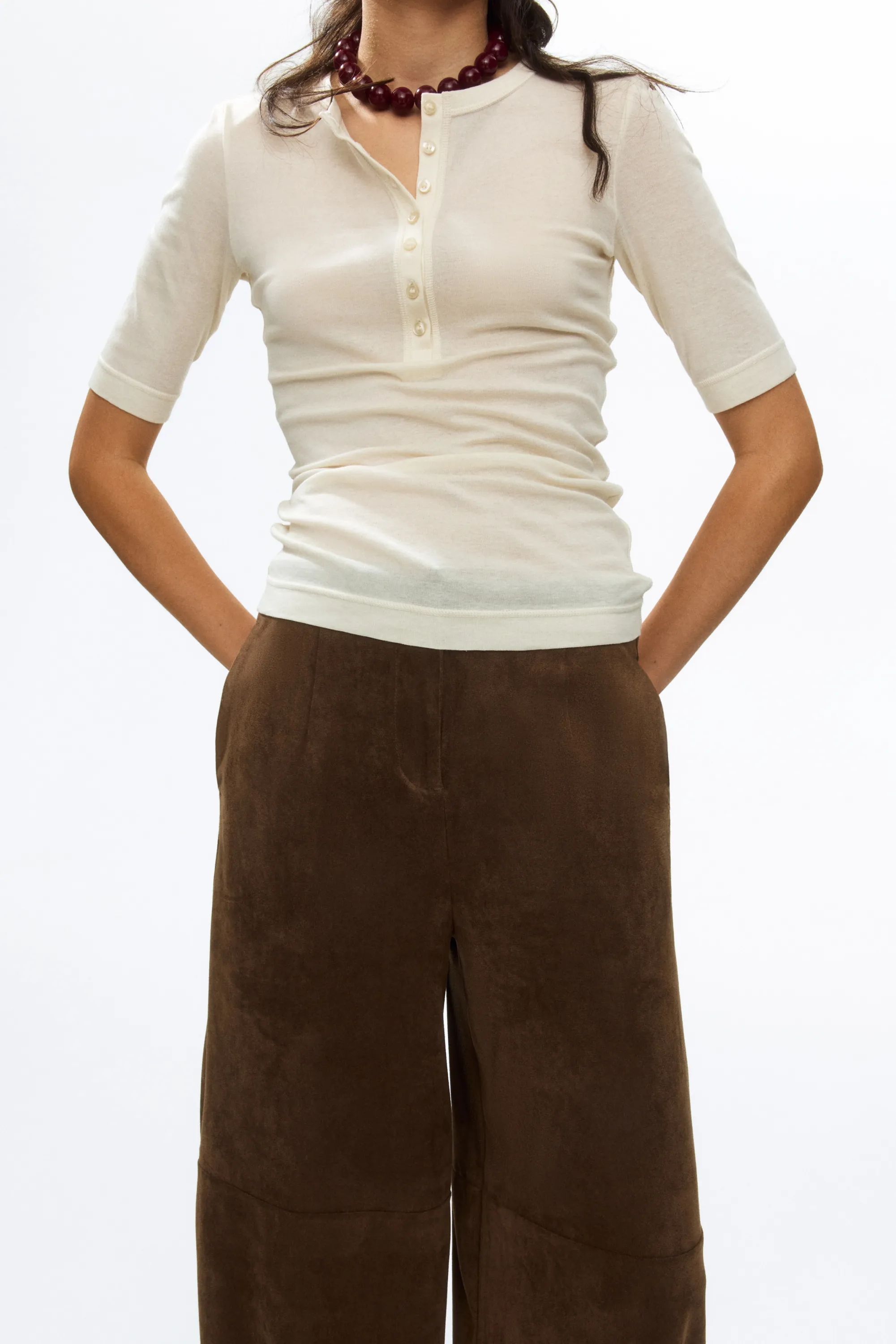 Pantalon barrel - Marron