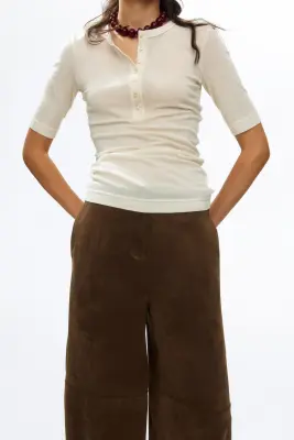 Pantalon barrel - Marron — photo 1