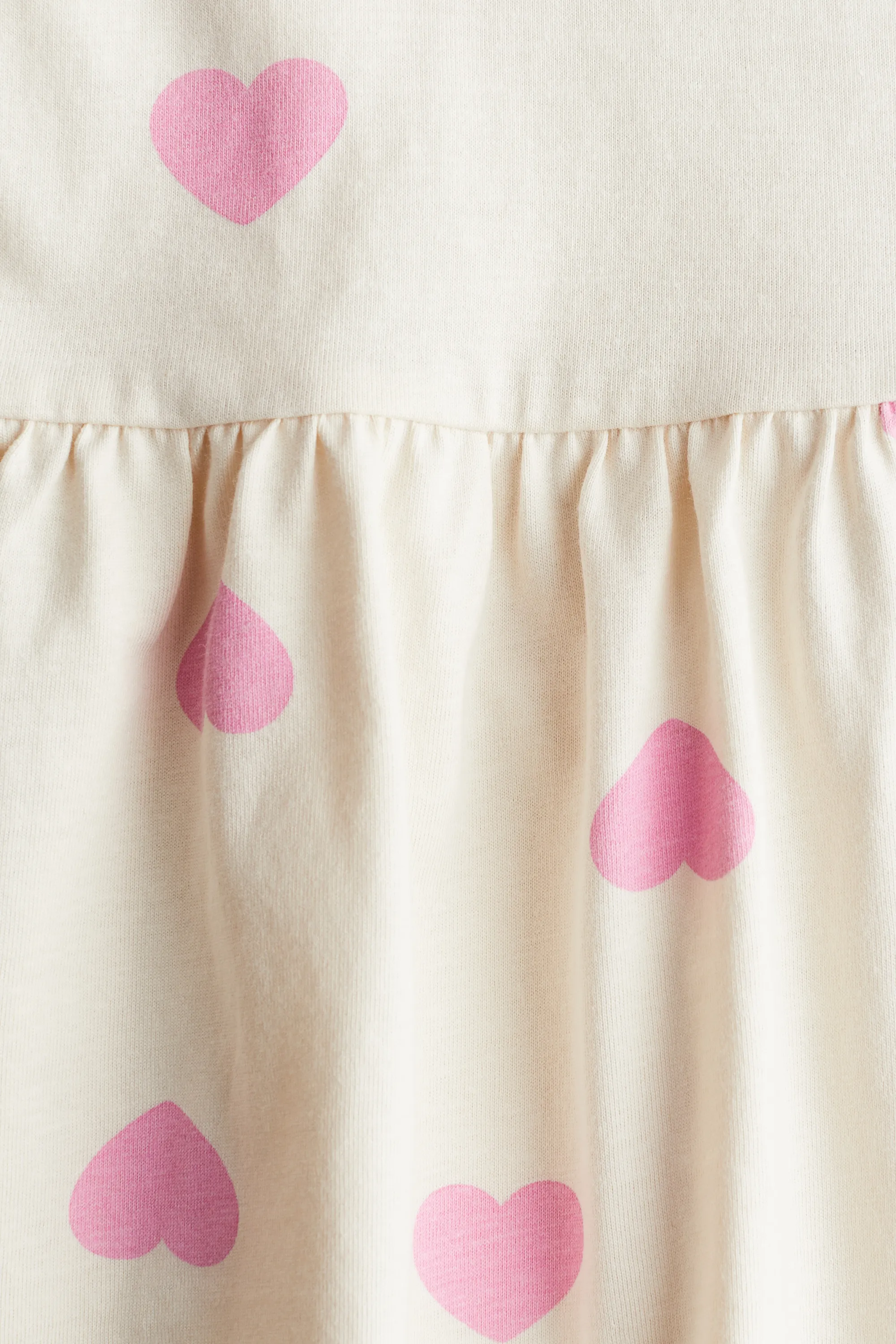 Robe en jersey de coton - Crème/cœurs