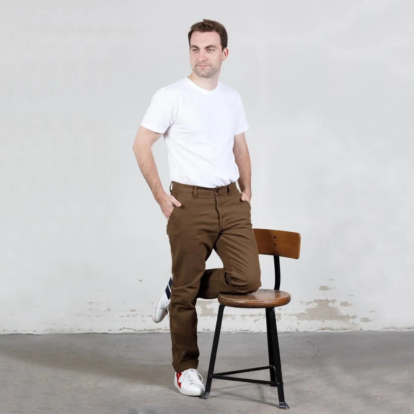 Pantalon workwear en croisé en coton bio 1G/256 - Ecorce