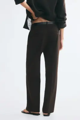 Pantalon chic en twill - Marron foncé — photo 3