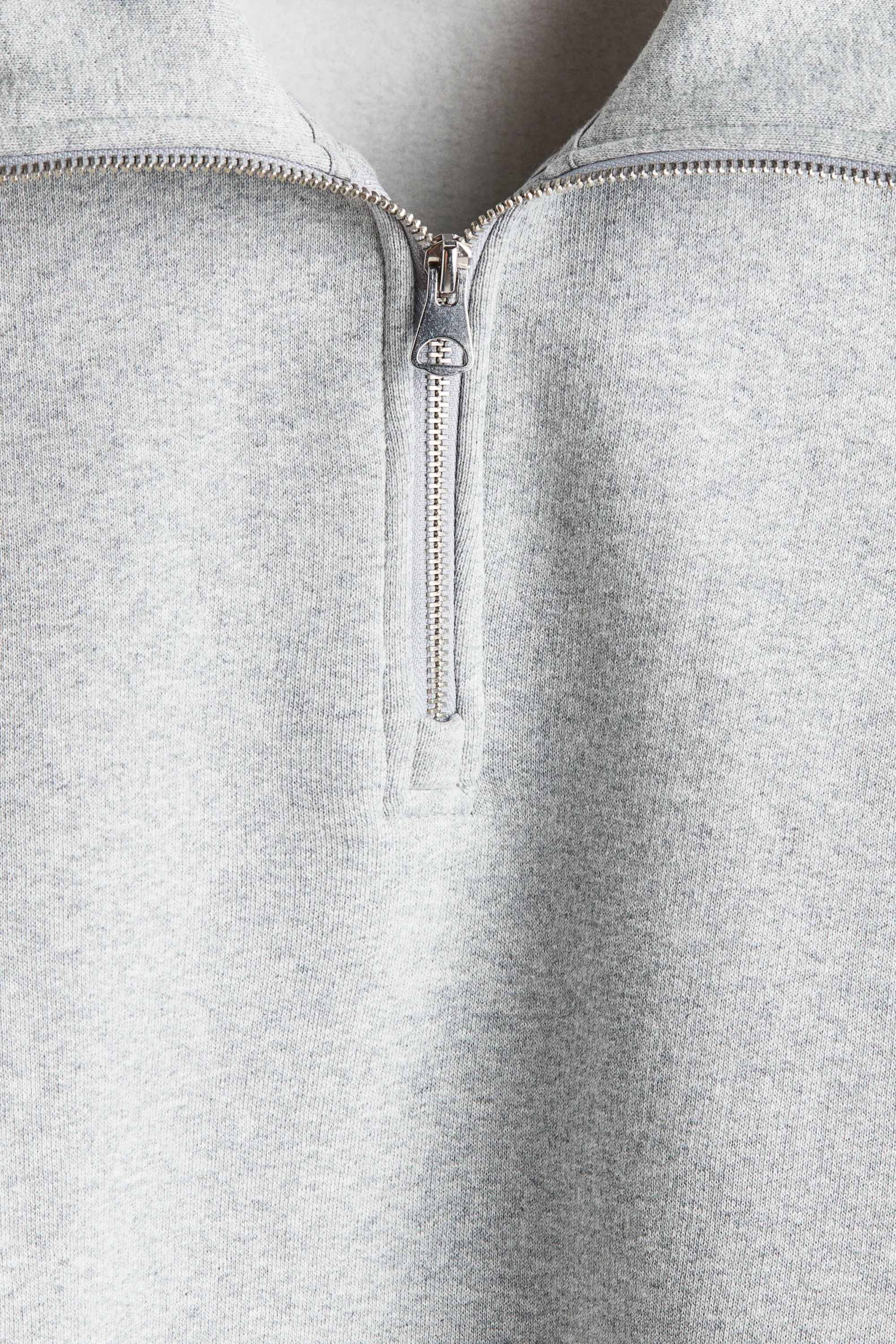 Sweat Relaxed Fit avec col zippé - Gris clair chiné