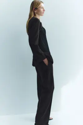 Pantalon chic en twill - Marron foncé/rayures tennis — photo 2