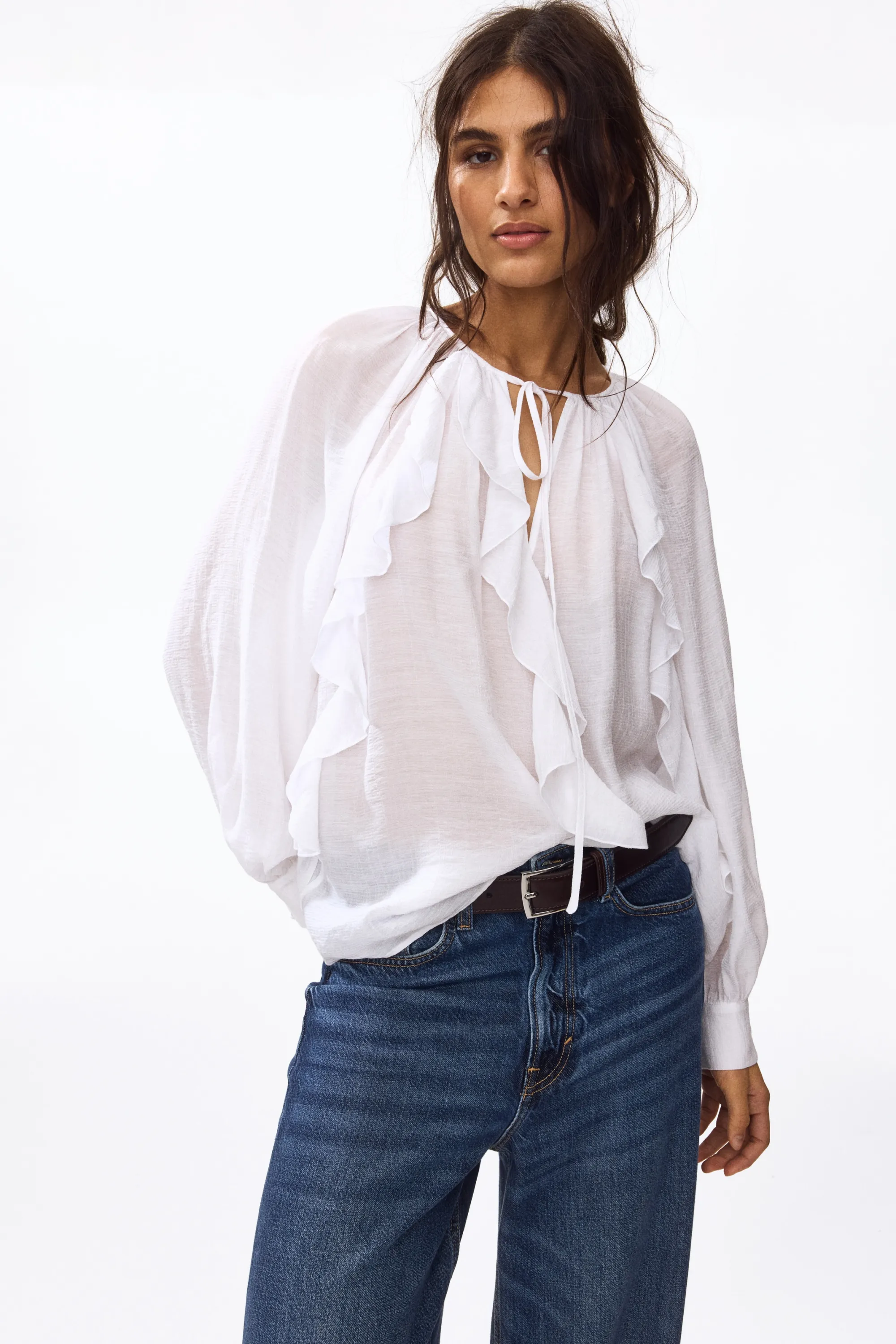 Blouse volantée - Blanc