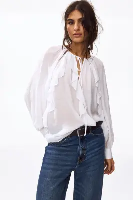 Blouse volantée - Blanc — photo 1