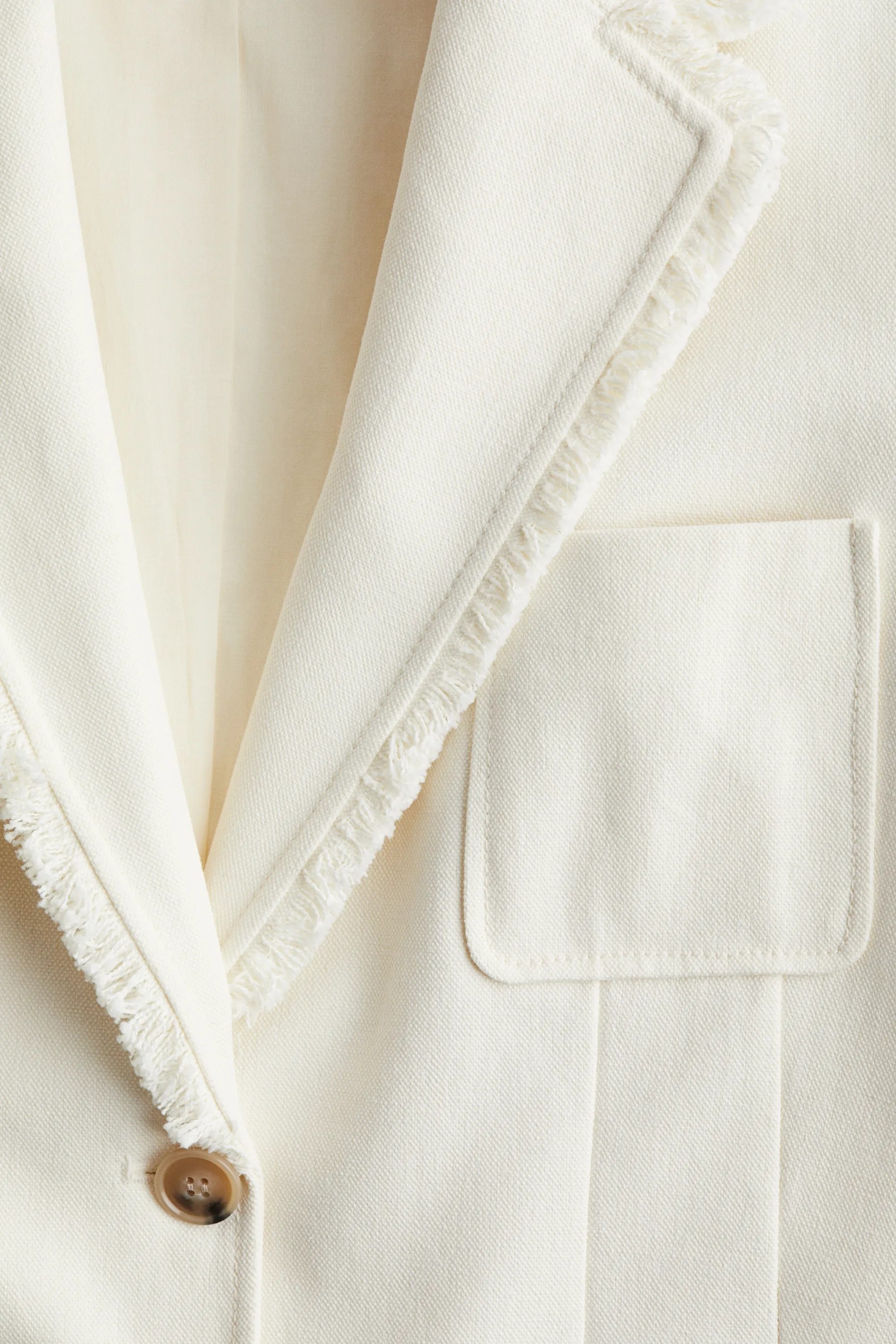 Blazer à bords frangés - Crème
