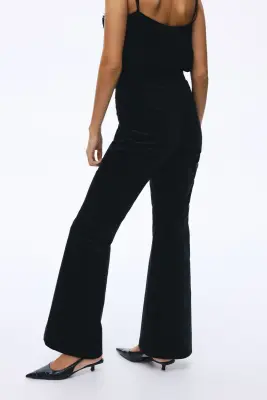 Pantalon évasé en velours - Noir — photo 4