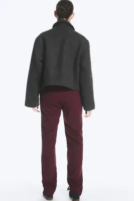 Veste zippée carrée courte - Gris foncé chiné — photo 3
