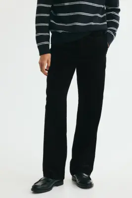 Pantalon Relaxed Fit en velours côtelé - Noir — photo 1