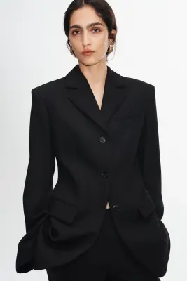 Blazer droit en laine - Noir — photo 4