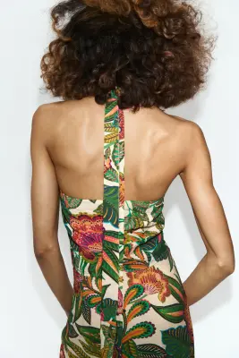 Top dos nu en crêpe - Vert/motif — photo 3