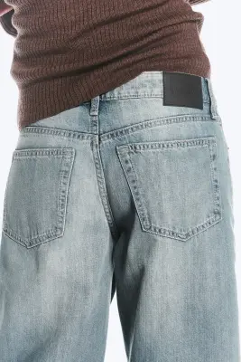 Jean jambe large taille basse Ample - Gloria Blue - Bleu moyen — photo 4