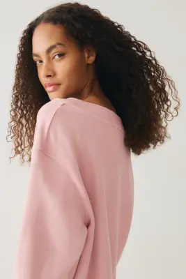 Sweat à encolure en V - Rose ancien — photo 3