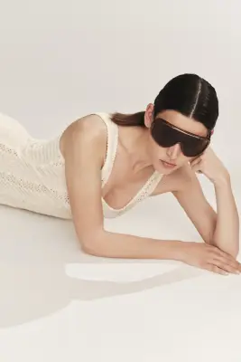 Robe midi façon crochet - Beige clair — photo 2