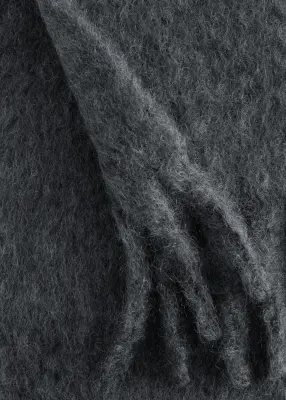 Grande écharpe en mohair mélangé - Gris chiné foncé — photo 1