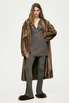 Pantalon métallisé en maille côtelée - Gris foncé — photo 3