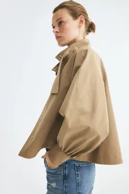 Veste oversize en twill - Beige clair — photo 3
