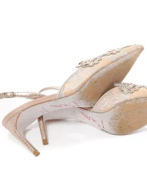 Escarpins slingback en tulle gris perle brodé de cristal Prix boutique 970€ Taille 36 — photo 5