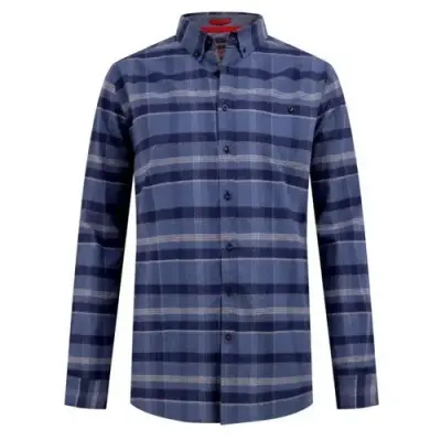 DUKE CHEMISE GRANDE LONGUEUR A CARREAUX Bleu — photo 1