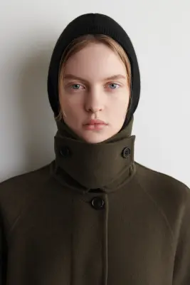 CAGOULE CÔTELÉE LAINE-CACHEMIRE - NOIR — photo 2