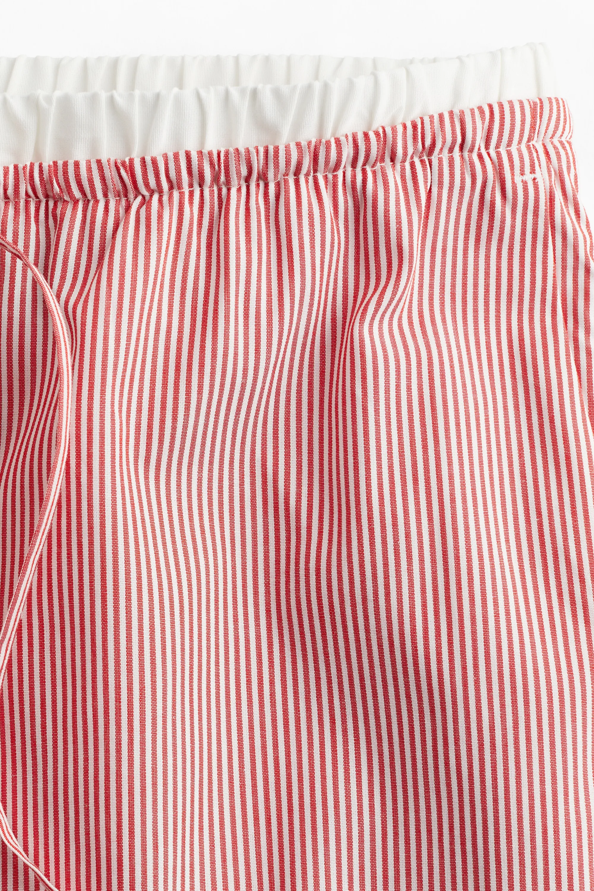 Pantalon en popeline avec double ceinture - Rouge/rayé