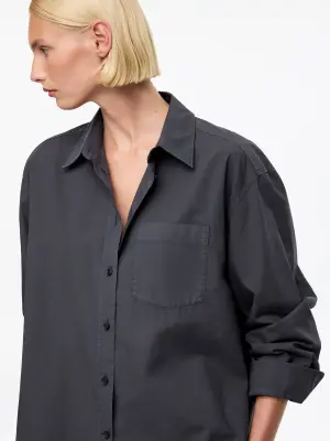 Chemise en popeline de coton - Noir délavé — photo 3
