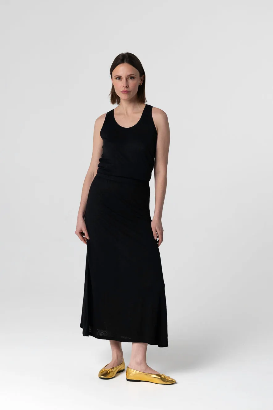 Jupe Noire en Lin / Elasthanne