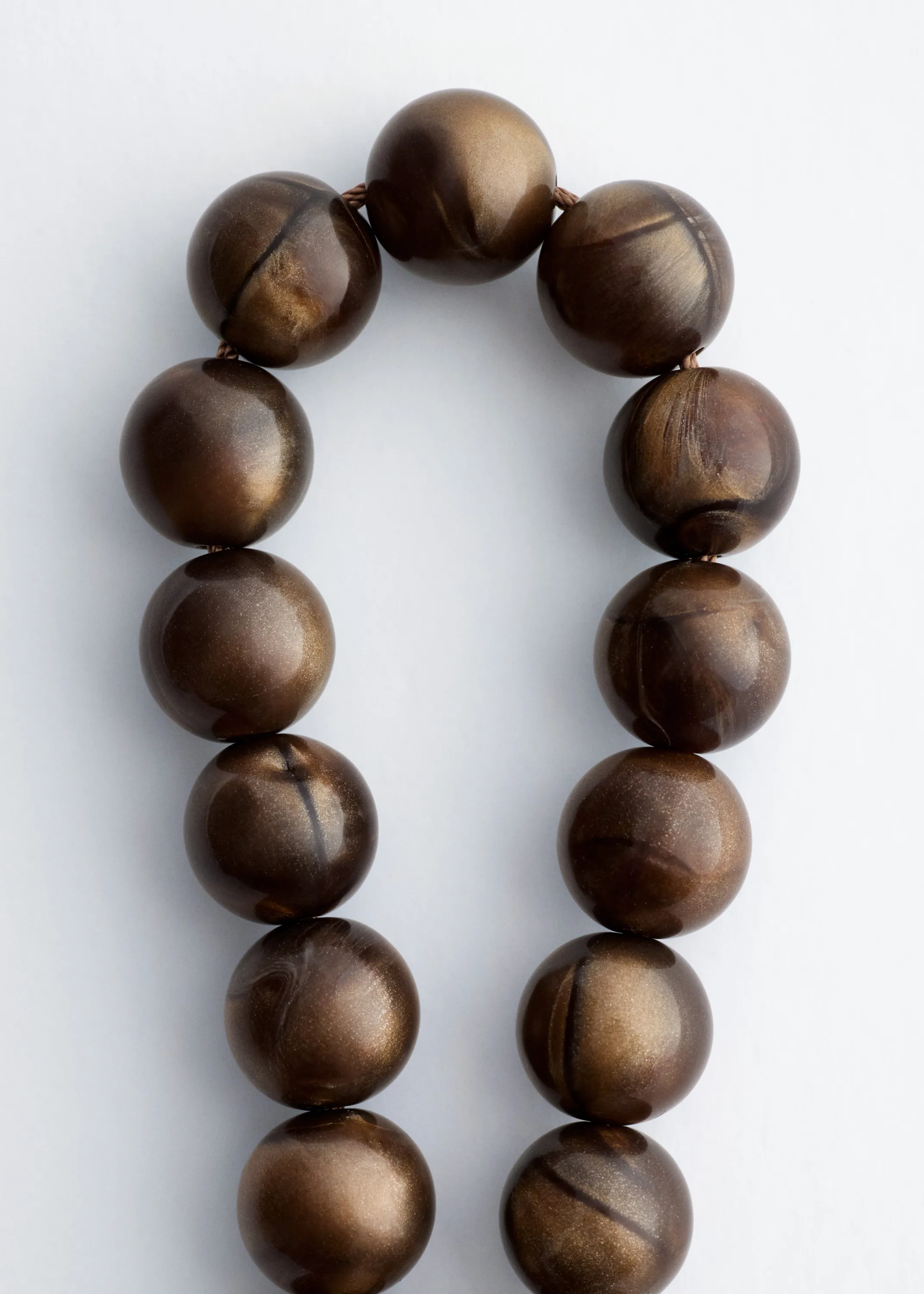 Collier court en perles fantaisie - Beige foncé