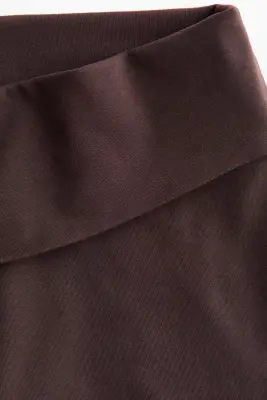 Pantalon en coton avec ceinture repliée - Violet prune — photo 2