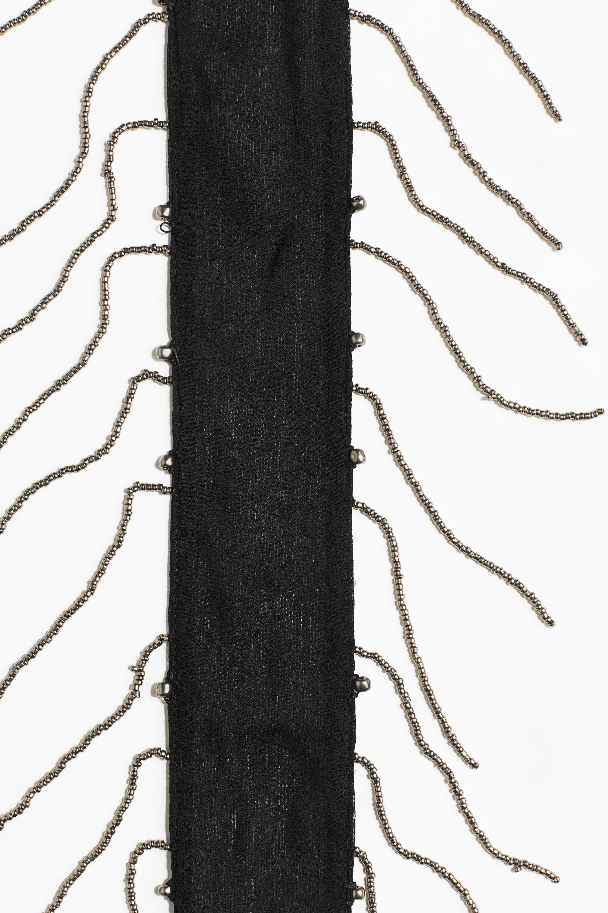 Foulard frangé en mousseline - Noir