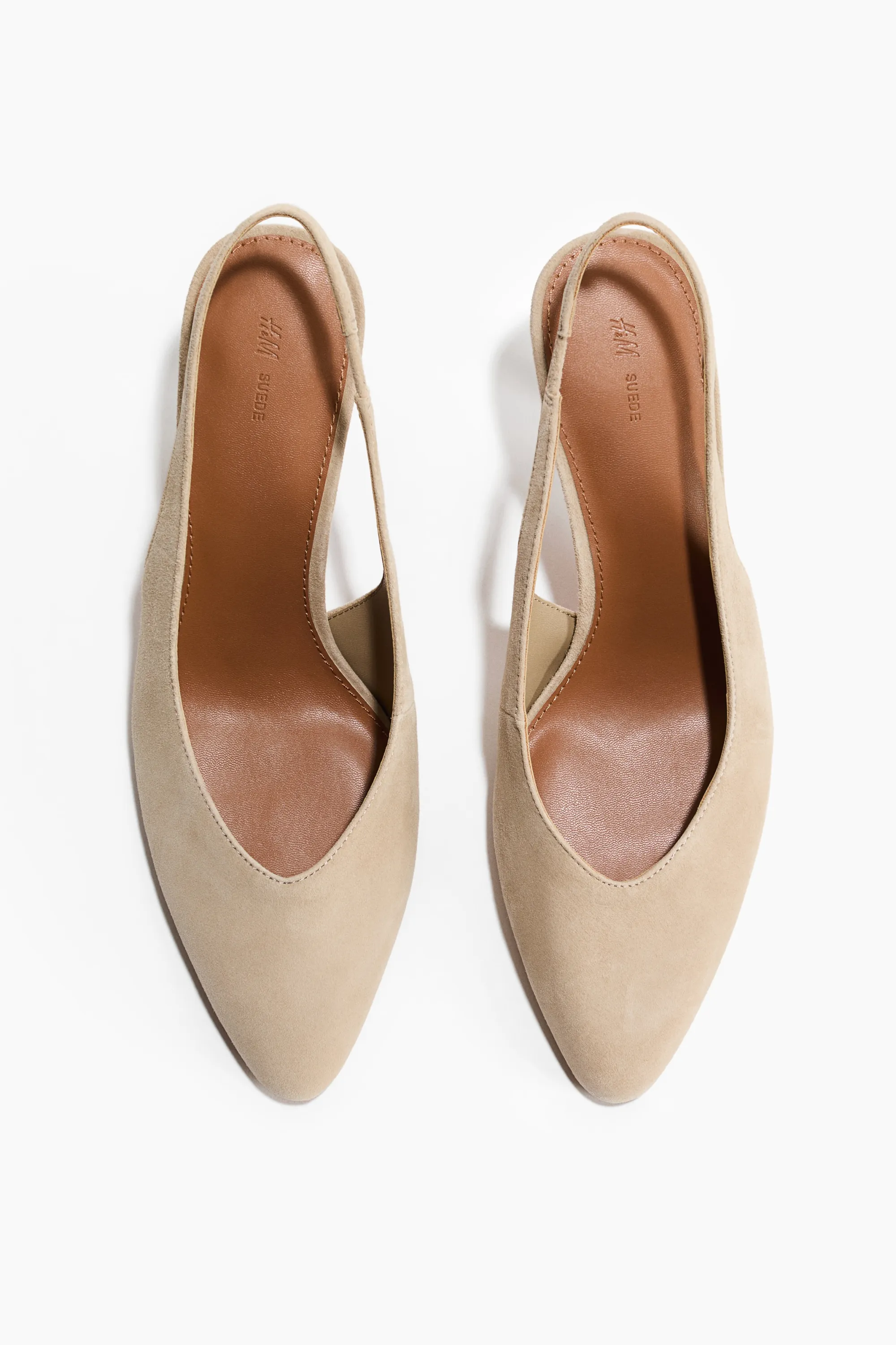 Escarpins à talon aiguille en cuir velours - Beige clair