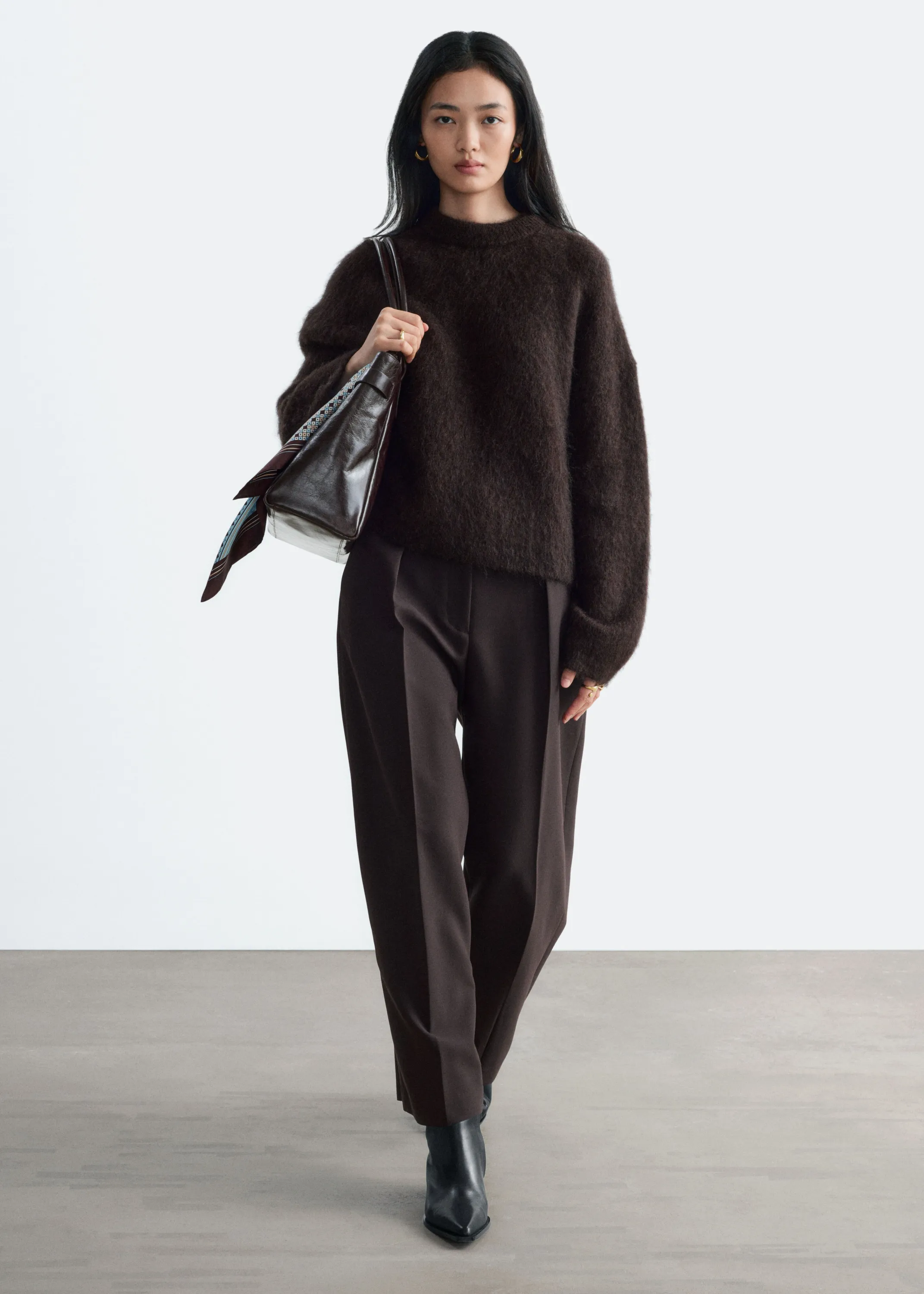 Pull en mohair mélangé - Marron foncé