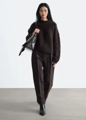 Pull en mohair mélangé - Marron foncé — photo 1