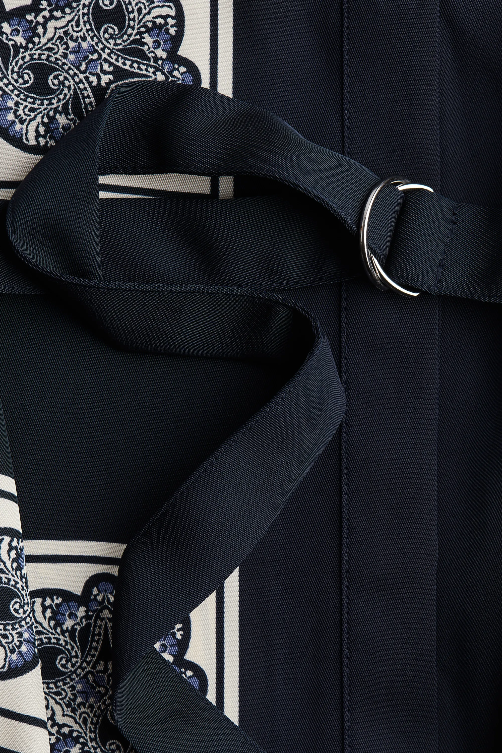 Robe chemise avec ceinture - Bleu marine/motif