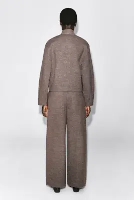 PANTALON BARREL EN LAINE MÉLANGÉE BOUILLIE - BEIGE CHINÉ — photo 2