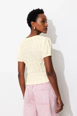 T-shirt smocké ajouré Femme — photo 4