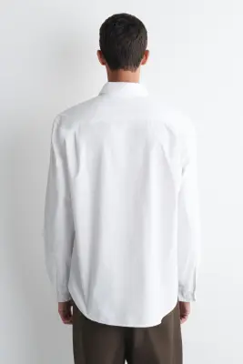 CHEMISE DÉCONTRACTÉE EN POPELINE DE COTON PIMA - BLANC — photo 3