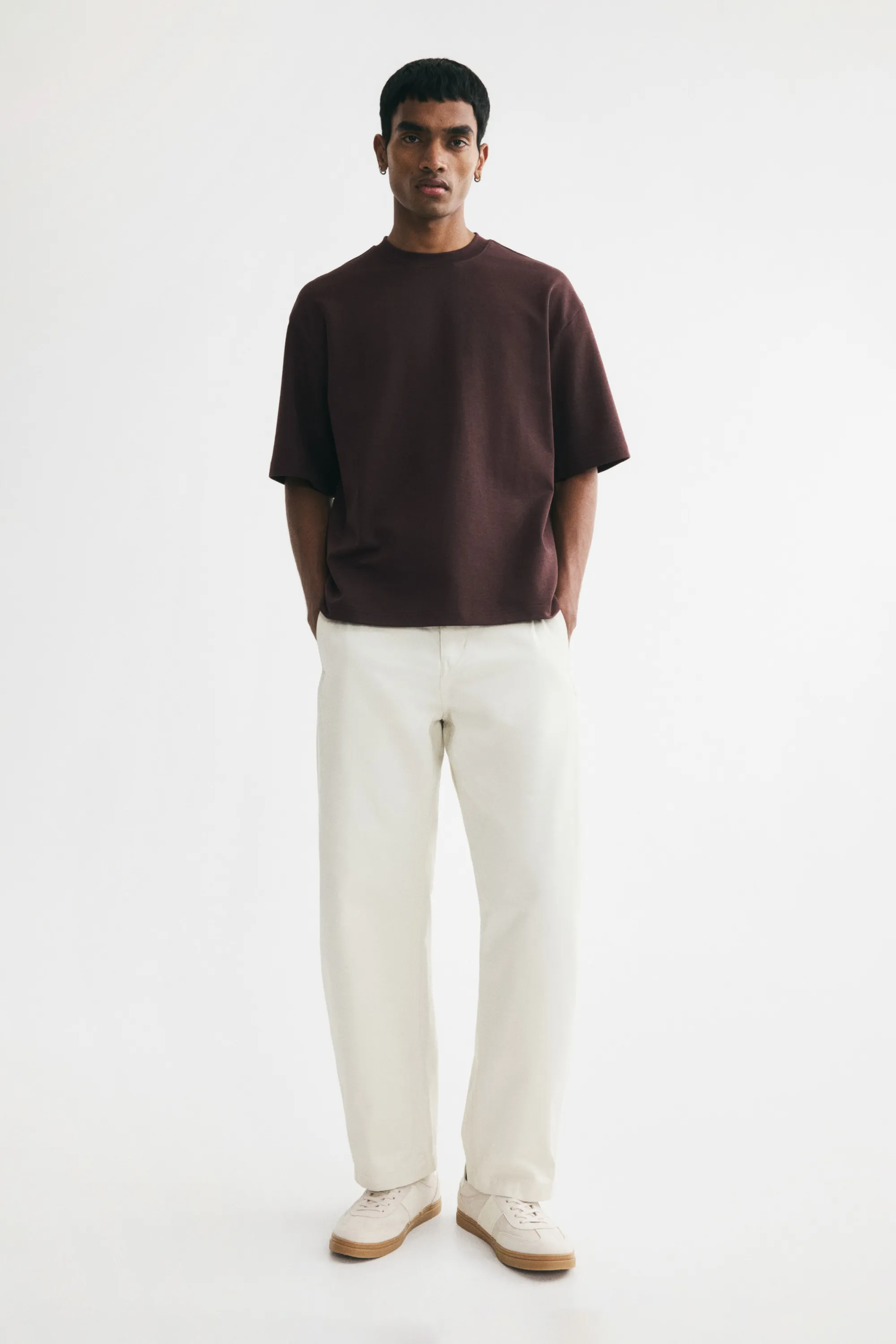 T-shirt boxy Relaxed Fit en coton - Marron foncé