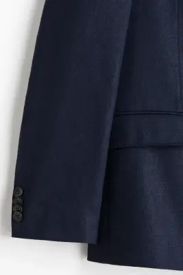 Veste croisée Relaxed Fit en lin mélangé - Bleu marine — photo 2