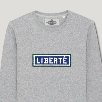 SWEAT SHIRT COTON BIO BRODÉ - LIBERTÉ - GRIS — photo 2