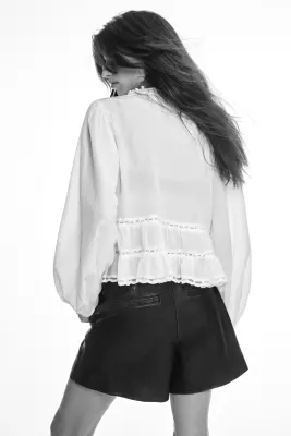 Blouse à plis nervure - Blanc — photo 2