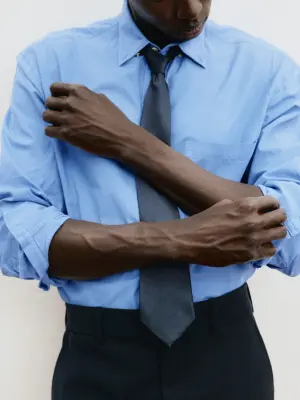 Chemise en popeline décontractée - Bleu — photo 4