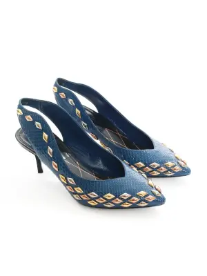 Escarpins GOLD RUSH en cuir python bleu et studs dorés argent Prix boutique 1410€ Taille 37 — photo 3