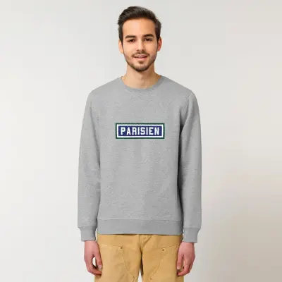 SWEAT-SHIRT COTON BIO BRODÉ - PARISIEN - GRIS — photo 3