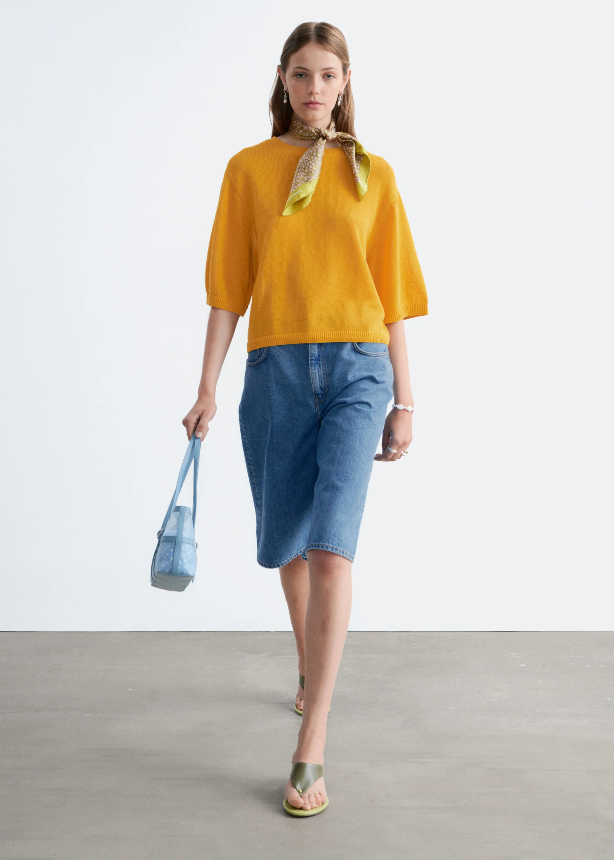 T-shirt en maille de coton - Jaune