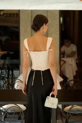 Jeanette Linen Corset Top - Cream — photo 4