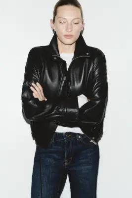 Veste oversize en cuir - Noir — photo 1