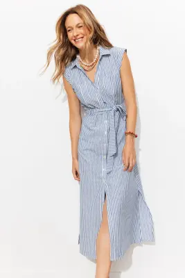 Robe mi-longue ceinturée Femme — photo 2